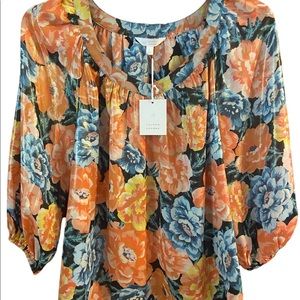 Shiny Lauren Conrad Floral Top NWT